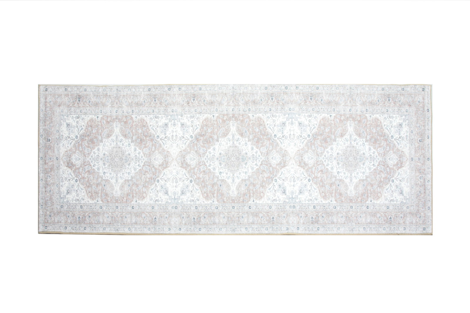 3X8 Tabriz Premium 1/4" Pile Ultra Soft Runner with Non-Slip & Padded Backing: Premium ultra soft 1/4" pile with non-slip padded backing. 2'6" x 8' New Origin: China Field Color: Ivory Border Color: Tan Accent Colors: Gray, Beige, Pale Red, Pale Blue Tufted art silk pile on a no