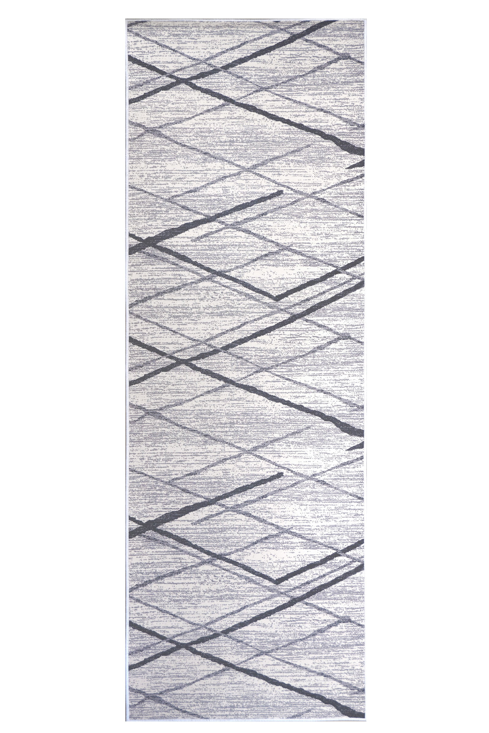 3X8 Modern Diamond Trellis Machine Washable Runner (2'6" x 8'): Machine Washable Approximate Dimensions: 2'6" x 8' Origin: China Field Color: Multicolored Accent Colors: Ivory, Gray, Black SKU: 96.47-01.16.23-3X8-4-AN178