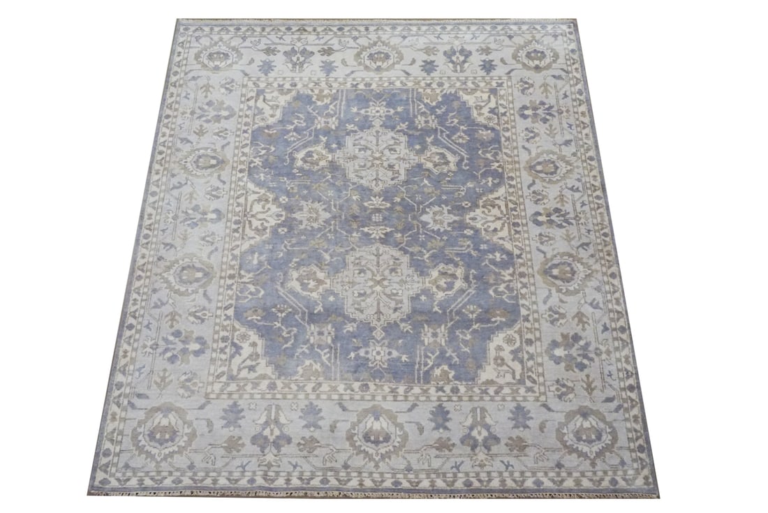 8X10 Gray Oushak Hand-Knotted Rug - 2