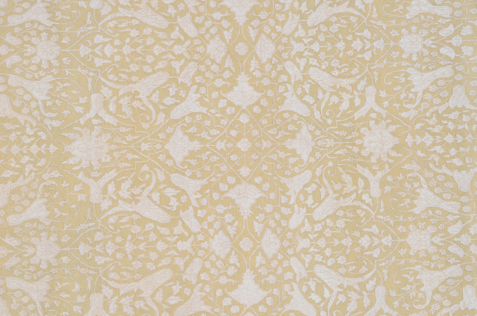 10X14 Fine Modern Persian Wool & Silk Rug: Hand-knotted wool & silk pile on a cotton foundation. Dimensions: 9'6" x 14'3" Origin: India Field Color: Beige Border Color: Beige Accent Color: Ivory SKU: 82.03-05.25.21-10X14-AL037-EAM