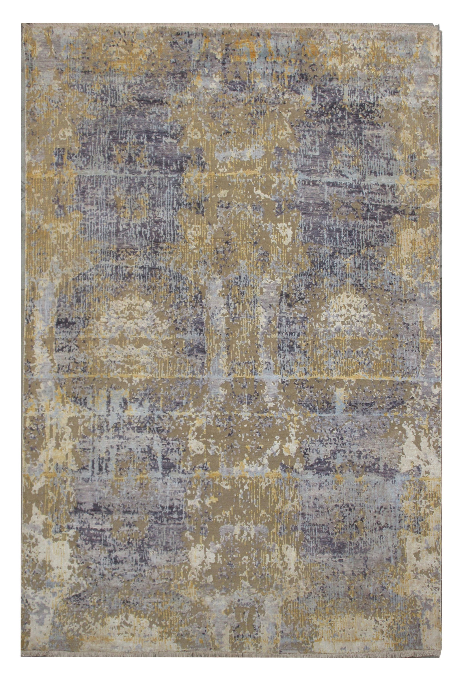 8X10 Oxidized Nepali Wool & Silk Area Rug: Hand-knotted wool & silk pile on a cotton foundation. Dimensions: 7'11" x 10'1" Origin: India Field Color: Multicolored Accent Colors: Brown, Violet, Beige, Gold, Charcoal