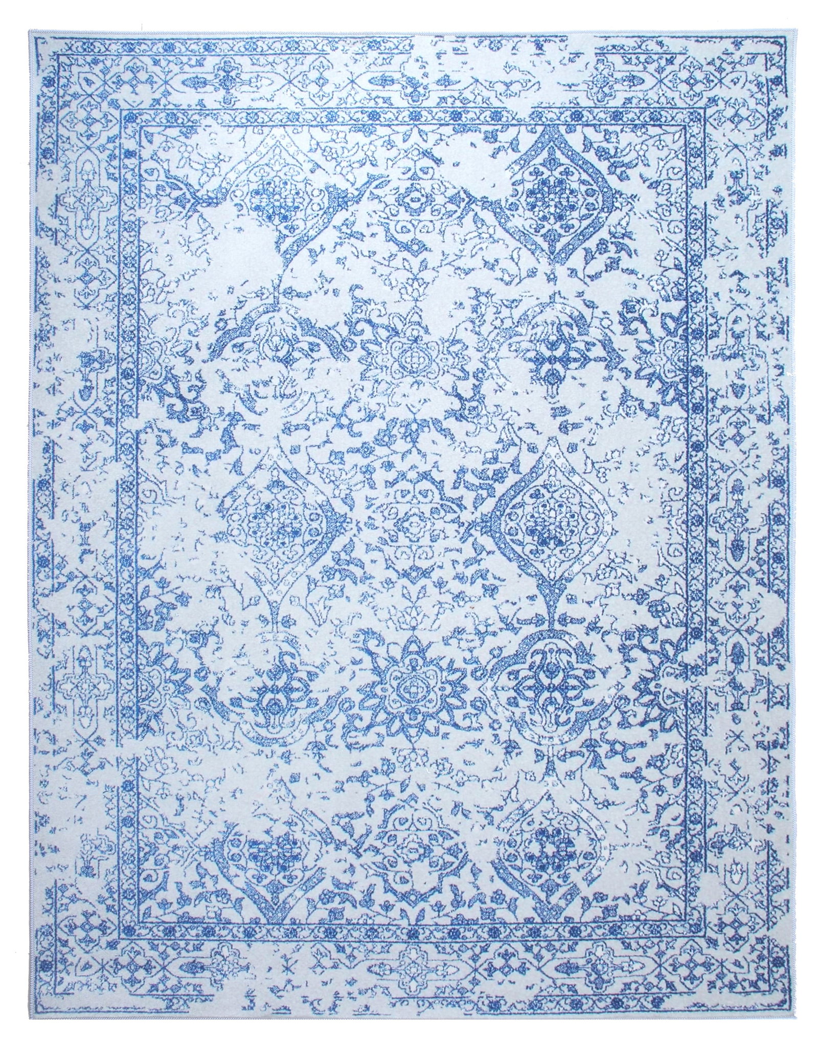 4X6 Modern Broken Design Machine Washable Rug: Machine Washable Approximate Dimensions: 4' x 6' Origin: China Field Color: Ivory Border Color: Ivory Accent Colors: Blue SKU: 96.79-01.16.23-4X6-5-AN210