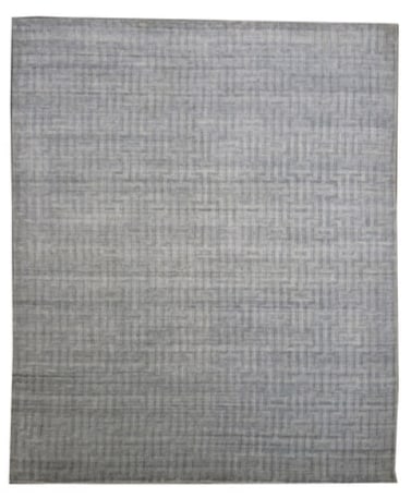 9X11 Modern Handmade Silk High-Low Rug: Handmade, high-low silk pile on a cotton foundation. Dimensions: 8'7" x 11'3" Origin: India Field Color: Ivory SKU: 80.202-03.24.21-9X11-62-AK179-EAM