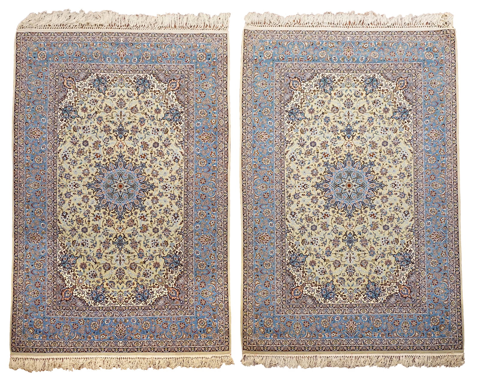 5X8 Pair of Vintage Wool and Silk Persian Isfahan Rugs, circa 1970 (1 of 4)