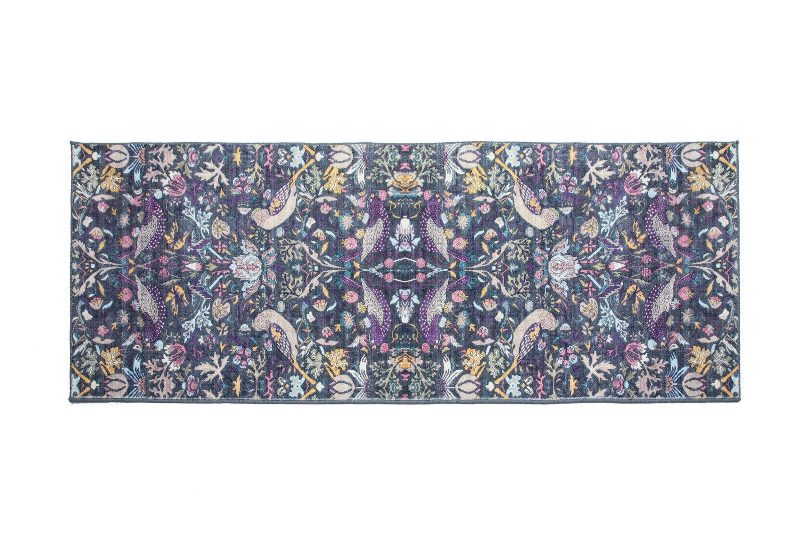 3X8 Gray Birds Premium 1/4" Pile Ultra Soft Non-Slip Padded Backing Rugs: Premium ultra soft 1/4" pile with non-slip padded backing. 2'6" x 8' New Origin: China Field Color: Gray Border Color: Gray Accent Colors: Pink, Purple, Blue, Ivory, Yellow, Tan Tufted art silk pile o