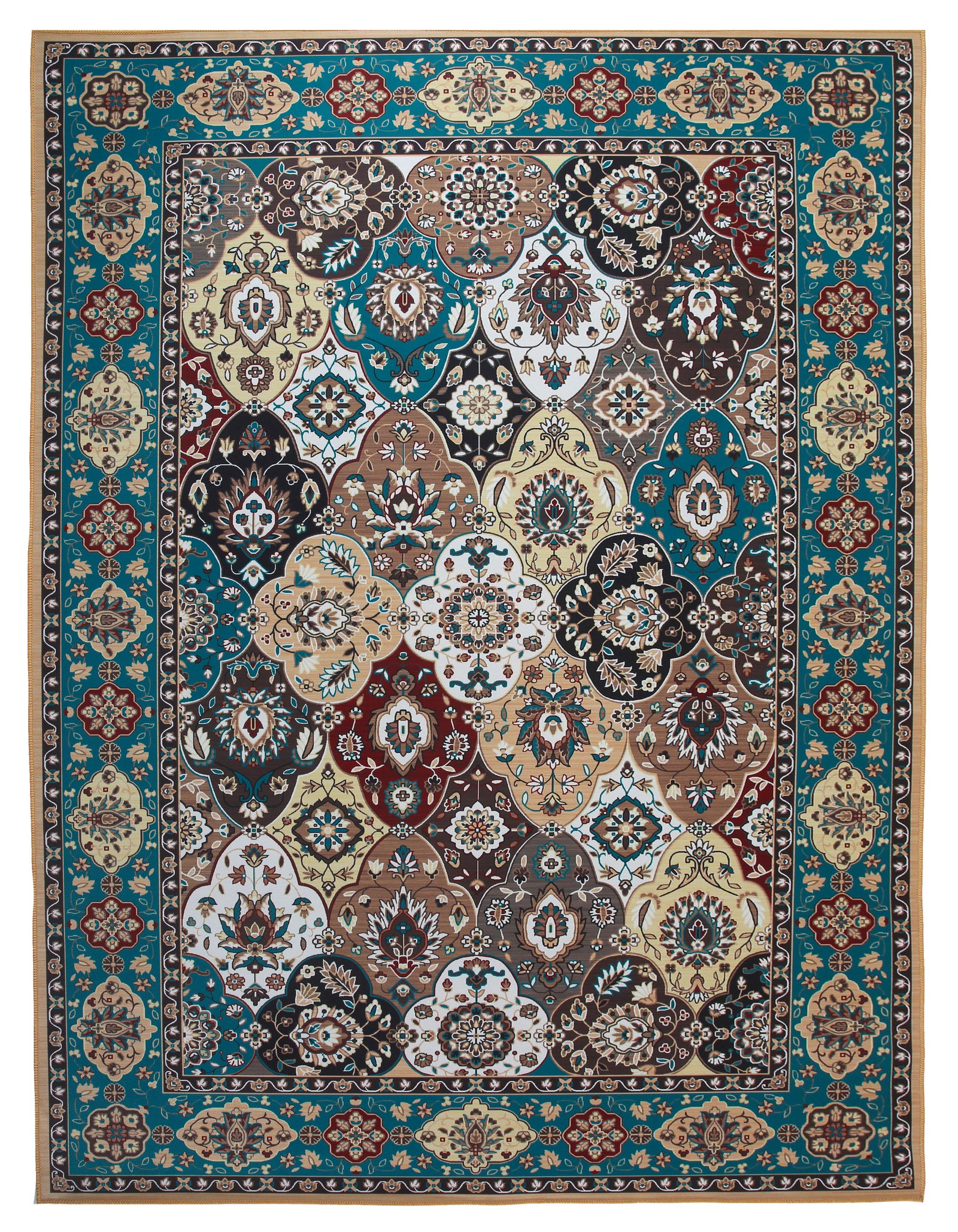 4X6 Machine Washable Area Rug Carpet: Machine Washable Approximate Dimensions: 4' x 6 Origin: China Field Color: Multicolored Border Color: Green Accent Colors: Beige, Tan, Ivory, Brown SKU: 96.01-01.16.23-4X6-5-AN132