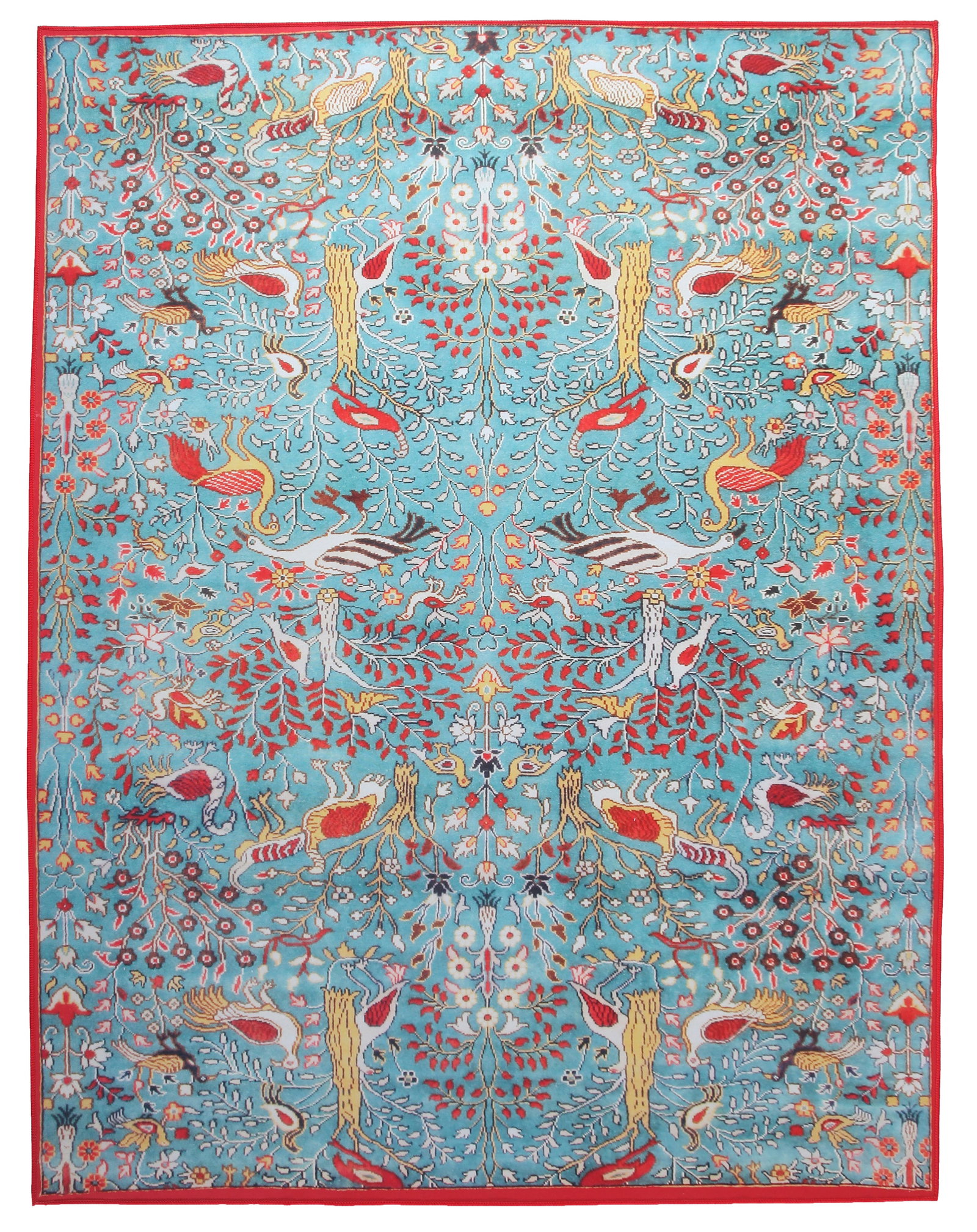 8X10 Modern Blue Bird Design Machine Washable Area Rug: Machine Washable Approximate Dimensions: 8' x 10' Origin: China Field Color: Light-Blue Accent Colors: Red, Blue, Orange, Ivory, Yellow SKU: 96.09-01.16.23-8X10-15-AN140