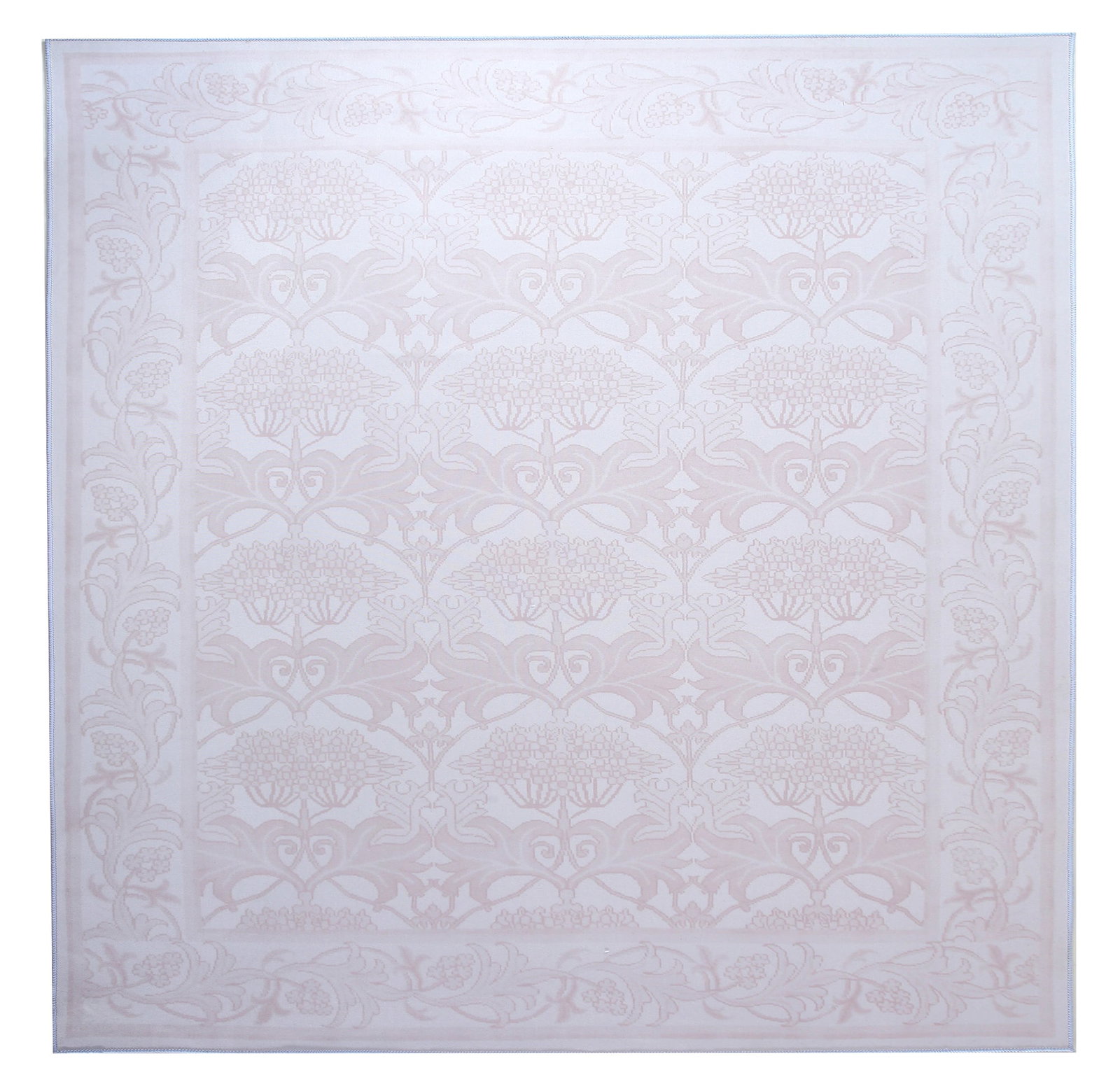 8X8 Square Brown William Morris Inspired Machine Washable Rug: Machine Washable Approximate Dimensions: 8' x 8' Origin: China Field Color: Ivory Border Color: Ivory Accent Colors: Light-Brown SKU: 96.64-01.16.23-8X8-12-AN195