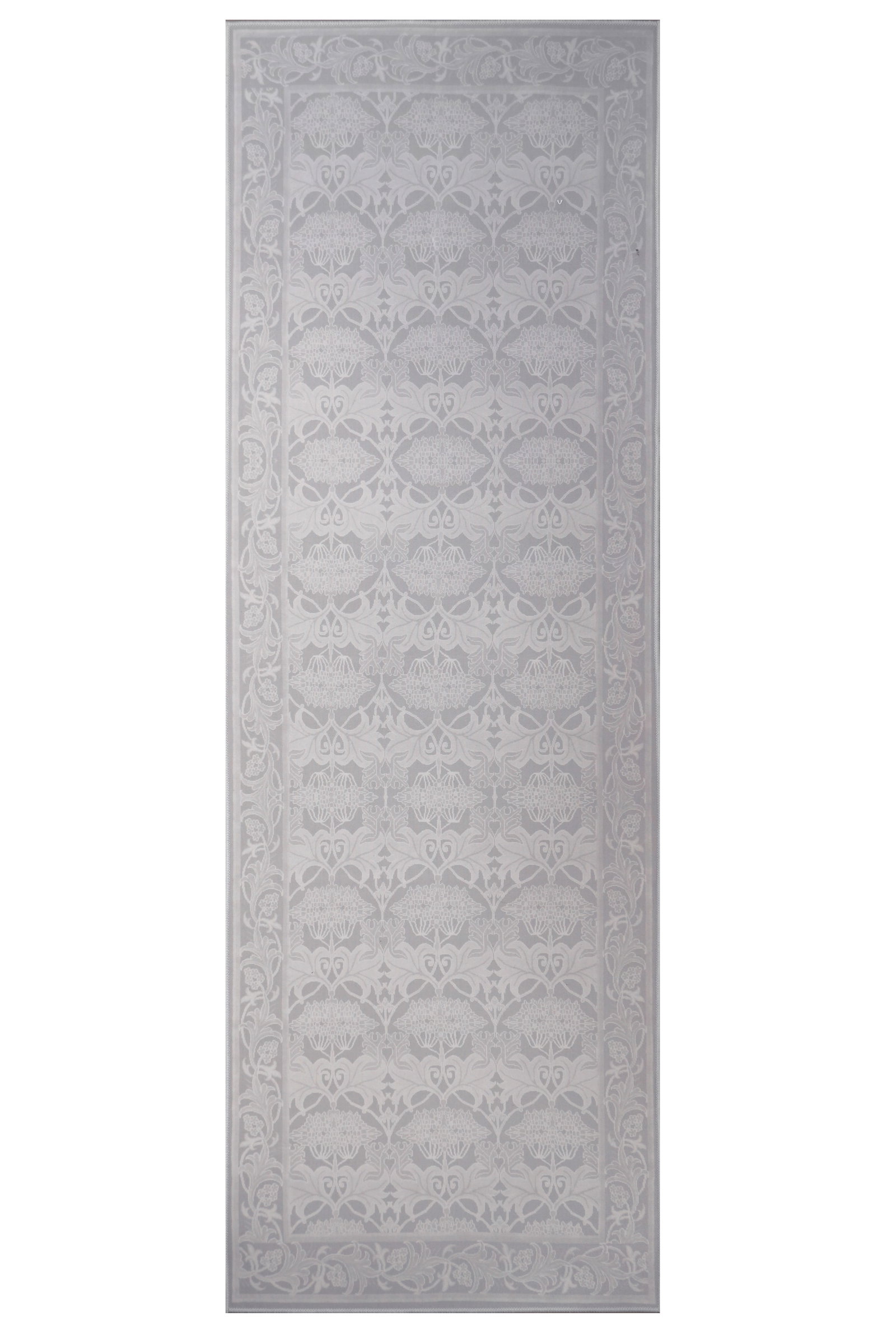 3X8 Gray William Morris Inspired Machine Washable Rug (2'6" x 8'): Machine Washable Approximate Dimensions: 2'6" x 8' Origin: China Field Color: Gray Border Color: Gray Accent Colors: Light-Gray, Ivory SKU: 96.71-01.16.23-3X8-4-AN202