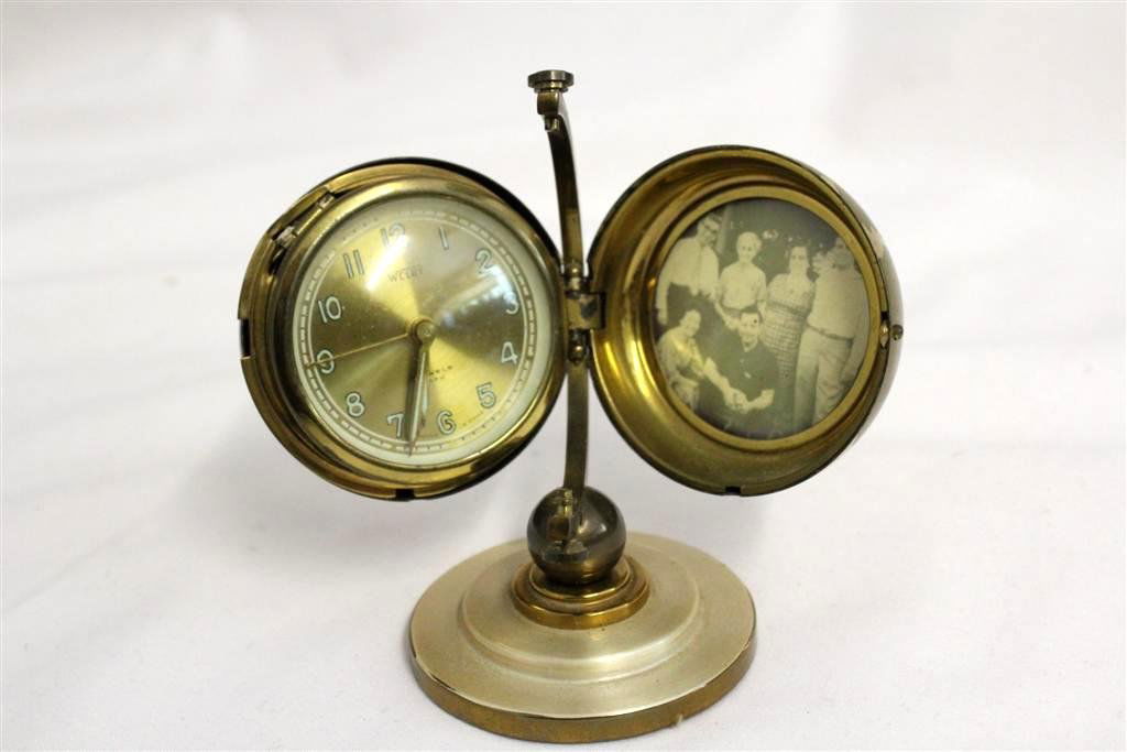 Welby German Mid Century Globe Desk Clock Brass