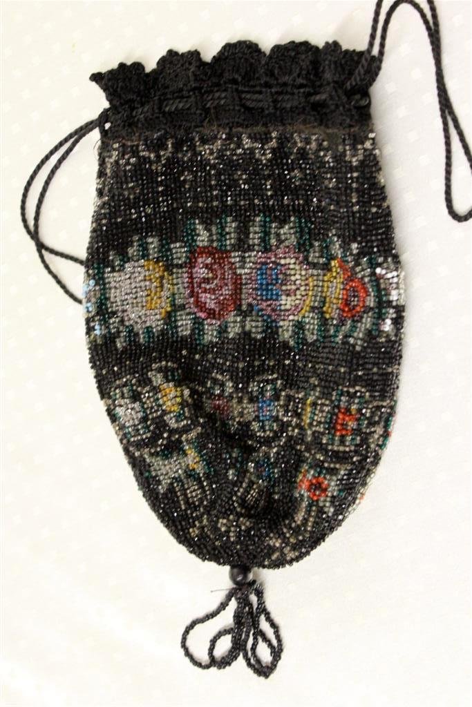 Art Deco Hand Made Beaded Floral Flapper Purse: Fabulous Antique 1920's-1930's Art Deco period Hand made Beaded Floral design flapper purse. 10”