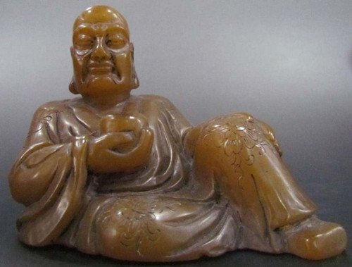 An Old Soapstone Luohan Carving: An Old Soapstone Luohan Carving , Qing Dynasty , size: 9.5 X 7.5 CM