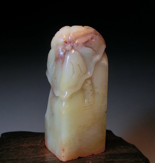 An Old Soapstone Seal: An Old Soapstone Seal, Furong Stone , signed , Republic Period ,size: 6.2 X 2.5 X 2.3 CM