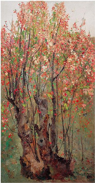 Wu Guanzhong Collotype Limited Edition Print: Wu Guanzhong Collotype Limited Edition Print , size: 68 X 35 CM , original oil painting : Begonia flowers