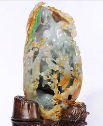 Fine Chinese Icy Multi-Color Jadeite Carving