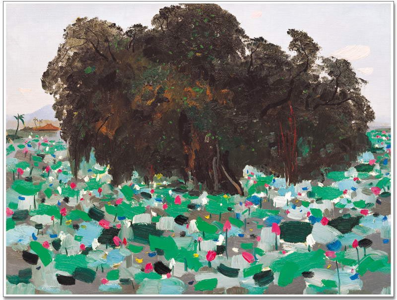 Wu Guanzhong Collotype Limited Edition Print: Wu Guanzhong Collotype Limited Edition Print , original painting : 《榕树与荷花》, size: 60 X 79 CM