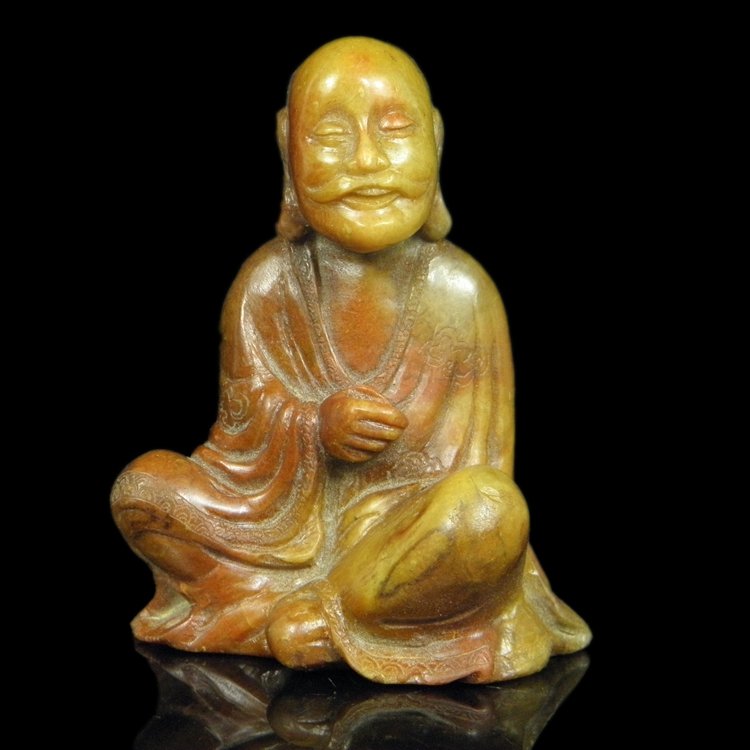 Fine Old Chinese Soapstone Luohan Carving: Fine Old Chinese Soapstone Luohan Carving , Republic period , size: 9 X 7 X 5 CM