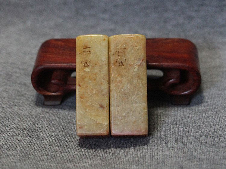 Fine Antique Pair Chinese Soapstone Seal (1 of 8)
