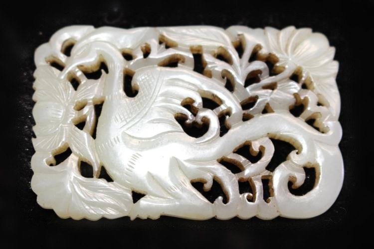 Fine Old Chinese Carved White Jade Plaque (1 of 5)
