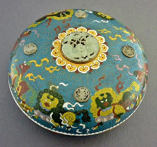 Rare Antique Chinese Cloisonne Presentation Round Box (1 of 10)