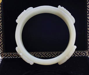 Extremely  Rare Antique Chinese White  Jade Arm Bangle