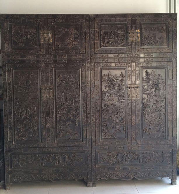 Fine Old Pair Chinese Zitan Wood Cabinet (1 of 9)