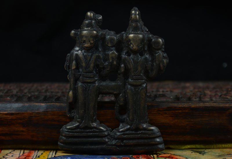 Antique Iron Cast Tibetan Twin Buddha Statue (1 of 6)