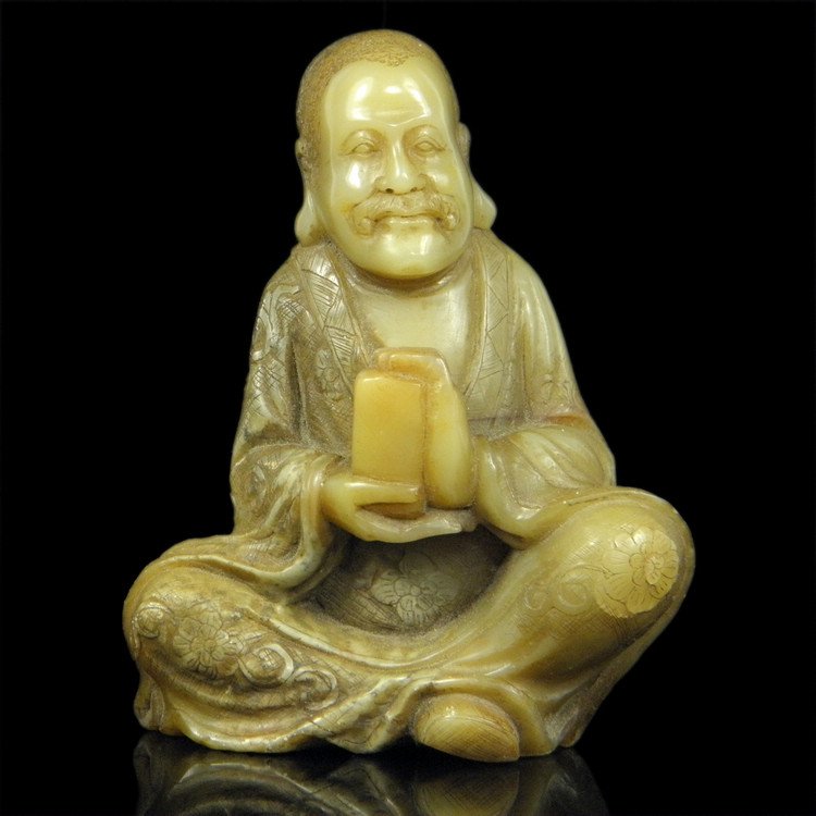 Fine Old Chinese Yellow Soapstone Luohan Carving (1 of 6)