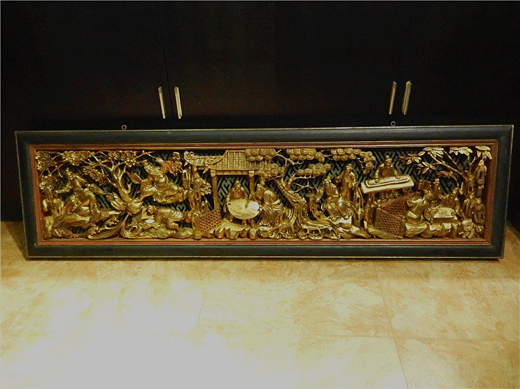 Antique Chinese Gilt Hardwood Carved Panel (1 of 7)