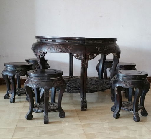 Set Of Antique Chinese Indian Zitan Wood Dining Table Oct 30 Indian Zitan Wood Dining Table