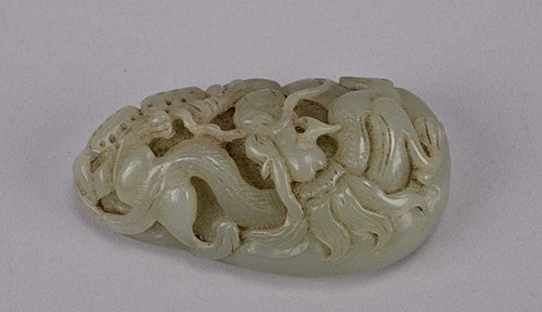 Fine Old Chinese Whitish Celadon Jade Dragon Pendant (1 of 5)