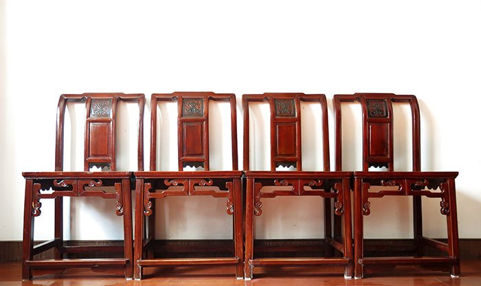 Set of Four Antique Chinese Hardwood Chairs (1 of 10)
