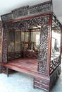 Exquisite Antique Chinese Rosewood Carved Canopy Bed