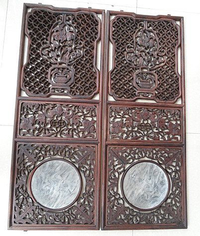 Fine Antique Chinese Rosewood Carved Window Panels (1 of 9)