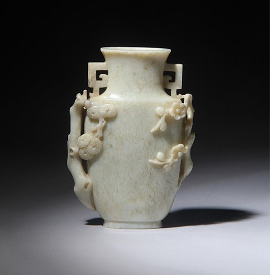Rare Antique Chinese White Jade Carved Plum Flower Vase (1 of 5)