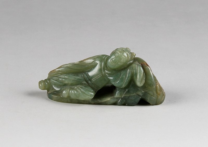Rare Old Chinese Spinach Jade Carved Sleeping Scholar (1 of 5)
