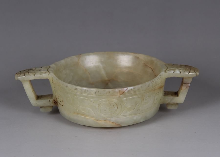 Fine Old Chinese Celadon Jade Carved Dragon Cup (1 of 5)