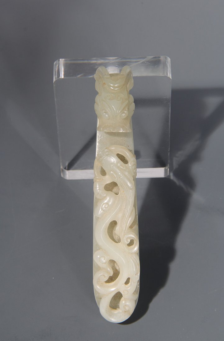 Fine Old Chinese Whitish Jade Dragon Hook (1 of 5)