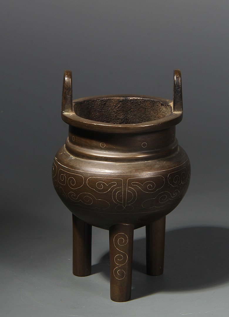 Fine Old Chinese Bronze Silver Inlaid Censer (1 of 4)