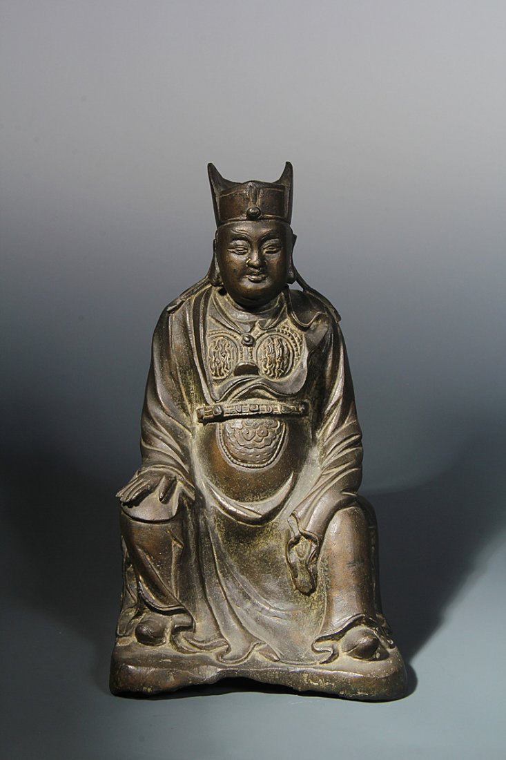 Chinese Ming Dynasty Bronze Zhen He  Statue (1 of 5)