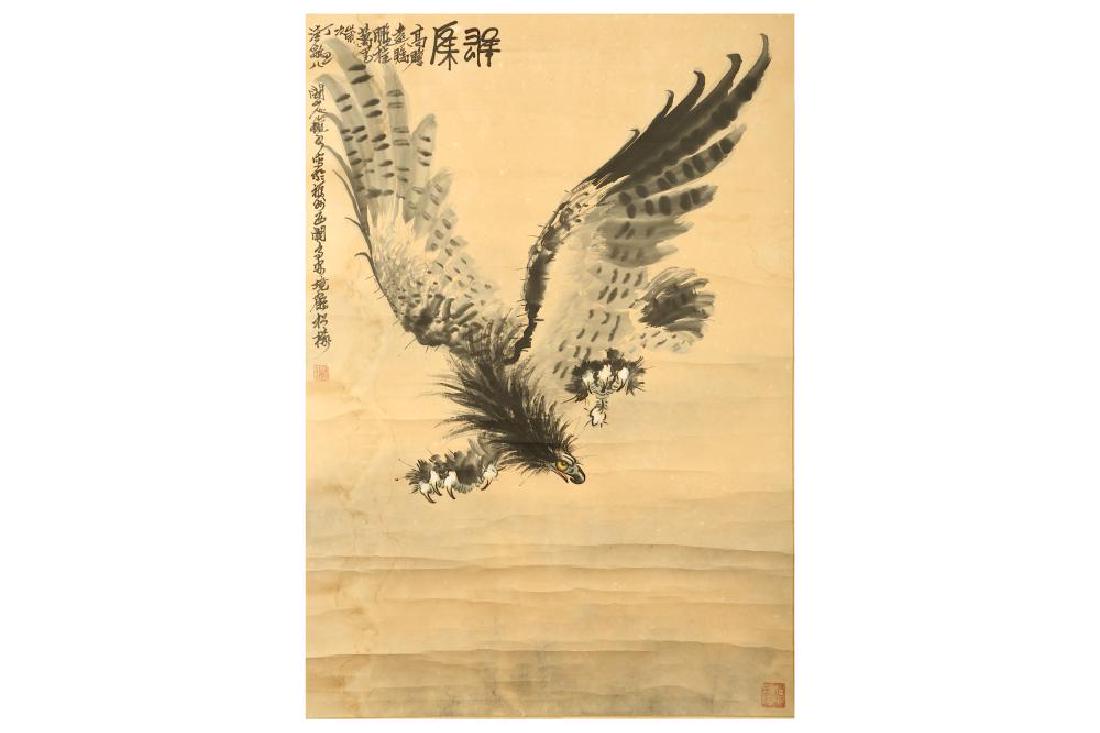 A CHINESE PAINTING OF AN EAGLE. Hanging scroll, ink and (1 of 5)