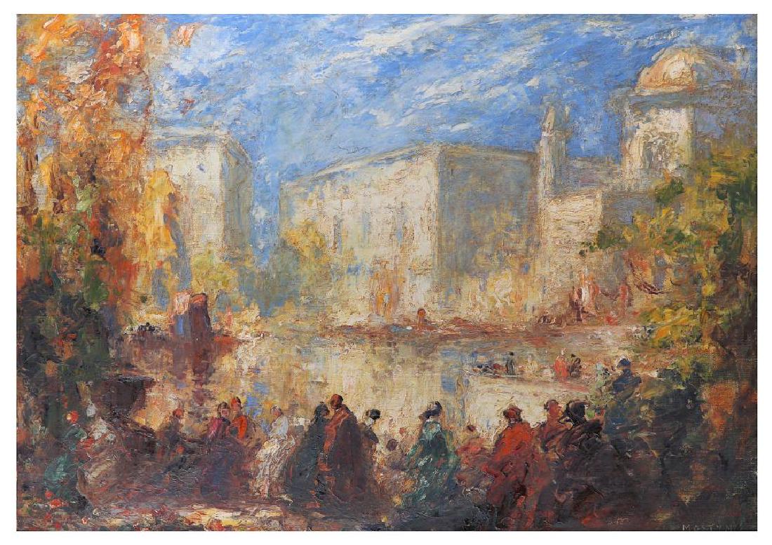 TOM MOSTYN (BRITISH 1864 - 1930): TOM MOSTYN (BRITISH 1864 - 1930) Venetian pageant Signed lower right Oil on canvas 48 x 68 cm (19 x 26 3/4 in)