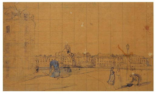 AMBROSE MCEVOY, A.R.A. (1878-1927): AMBROSE MCEVOY, A.R.A. (1878-1927) Dieppe by the Quai ink and watercolour, squared for transfer 10 1/4 x 17 3/8 in. ( 26 x 43.8 cm.) Provenance: Mrs A.G. Bazell. Anonymous sale; Christie's, Lond