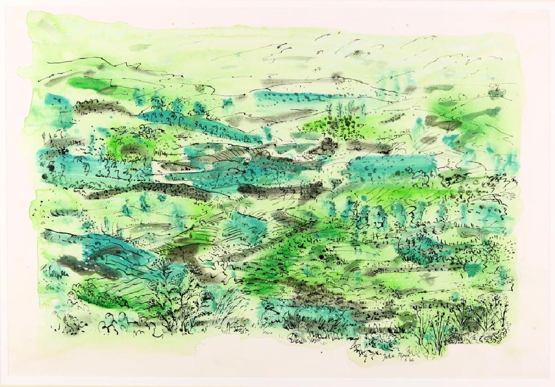 JOHN PIPER, C.H. (1903-1992): JOHN PIPER, C.H. (1903-1992) Abstract landscape signed and dated 'John Piper/5 66' (lower right) ink and watercolour 20 x 29 in. (51 x 73.5 cm.) Artist's Resale Right may apply on this lot. Notes: D