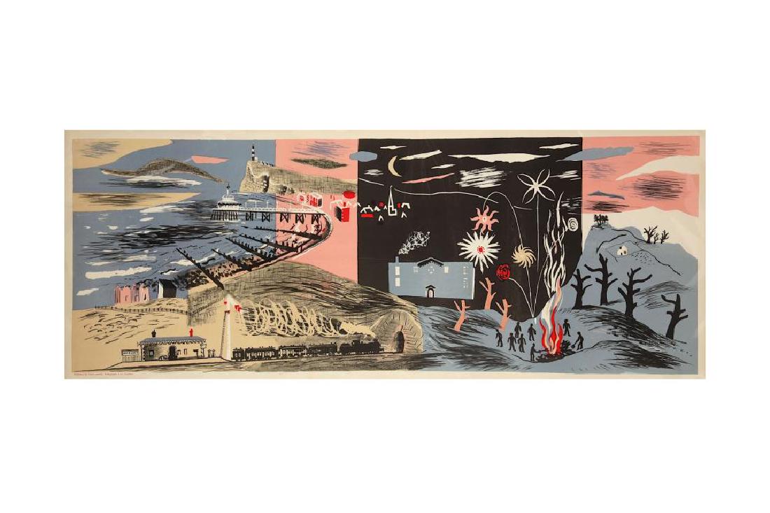 JOHN PIPER, C.H. (1903-1992): JOHN PIPER, C.H. (1903-1992) Nursery Frieze Part II, Night scene lithograph, unframed Image: 18 x 47 1/2 in. (45.2 x 121.6 cm.) Executed in 1936. Literature: O. Levinson, The Complete Graph