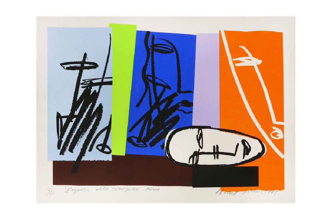 BRUCE MCLEAN (B. 1944): BRUCE MCLEAN (B. 1944) Spagetti alle vongole signed and dated 'Bruce Mclean 1995' (lower right), inscribed and numbered '43/500 Spagetti alle vongole Twice' (lowe left) screenprint Image: 18 1/2 x