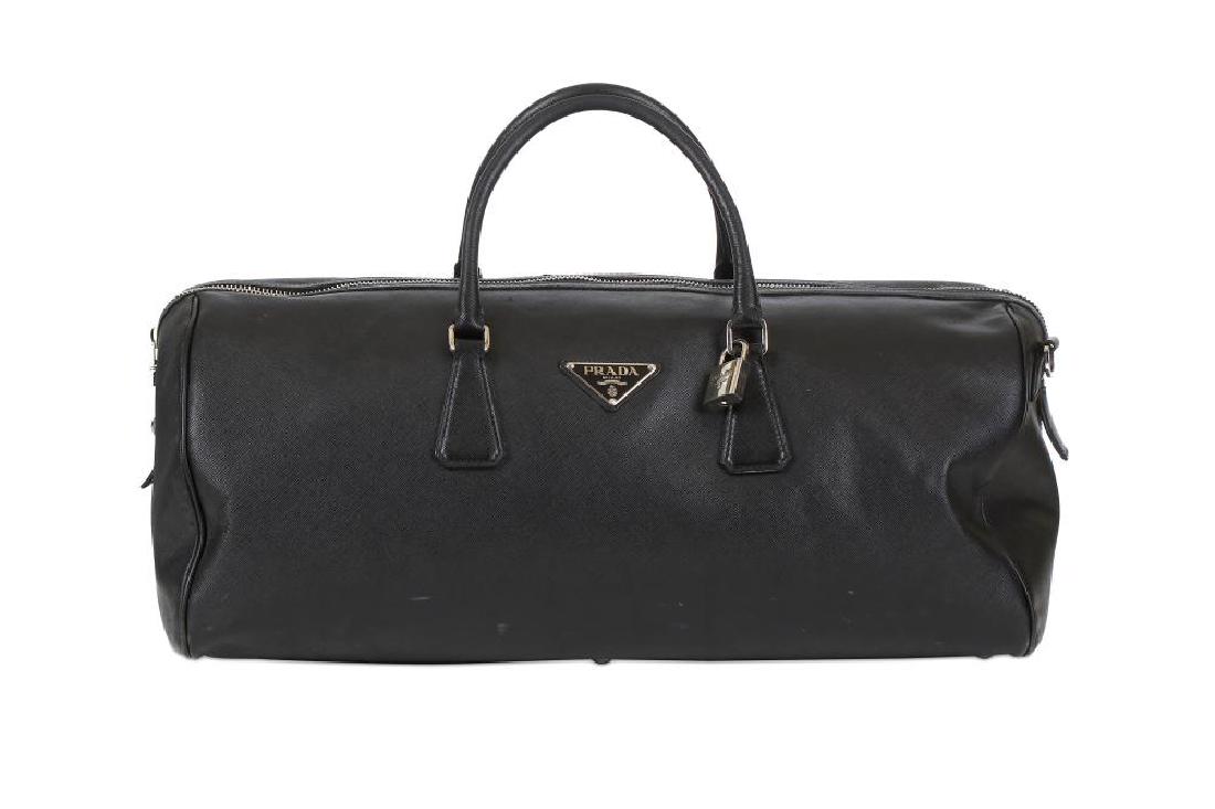 Prada Black Saffiano Duffel Bag, silver tone hardware, (1 of 10)