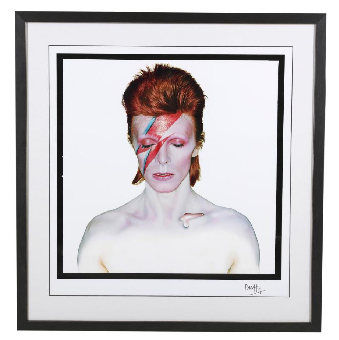 Brian Duffy 1933-2010: Brian Duffy 1933-2010 DAVID BOWIE, ALADDIN SANE (CLOSED EYES), 1973, image size, 510mm x 510mm, archival pigment print, 39/50, signed by the photographer recto, authenticated and signed by photographe