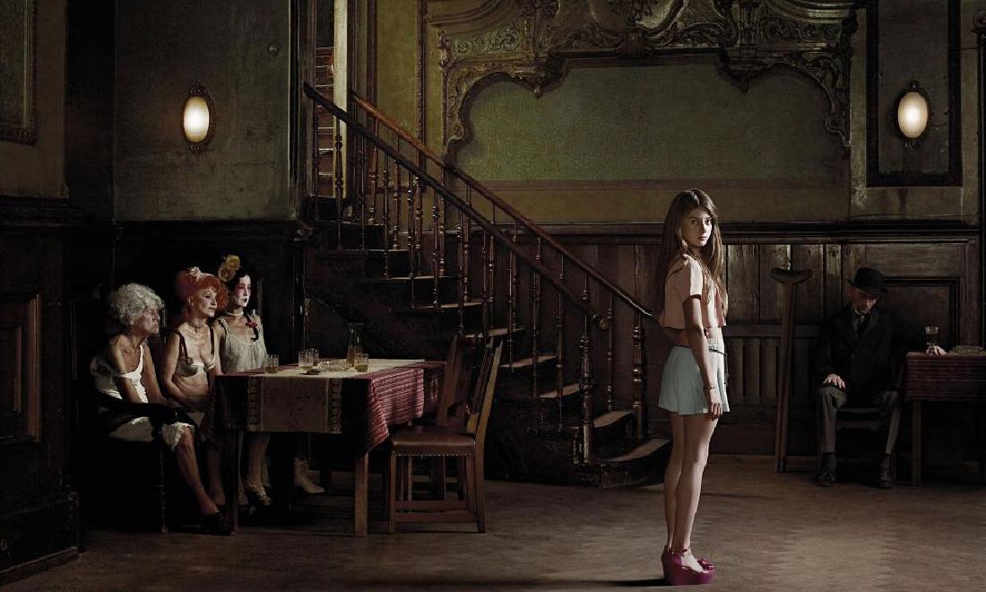 Erwin Olaf b.1959: Erwin Olaf b.1959 Clärchens Ballhaus Mitte - 10th of July, 2012, Lambda print, image size 1810 mm x 1200mm, edition 4/10, wooden frame, archivally glazed Olaf is renowned for shooting on elaboratel