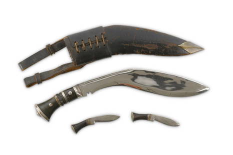 GURKHA KUKRI KNIFE WITH PROVENANCE AND BOOK AUTHORED BY: This good basic quality military Gurkha kukri knife was given in 1951 to the author of the book "Better A Friend Than A Foe!" (2014), Paul Richards, by the Gurkhas he was then serving alongside. Inclu